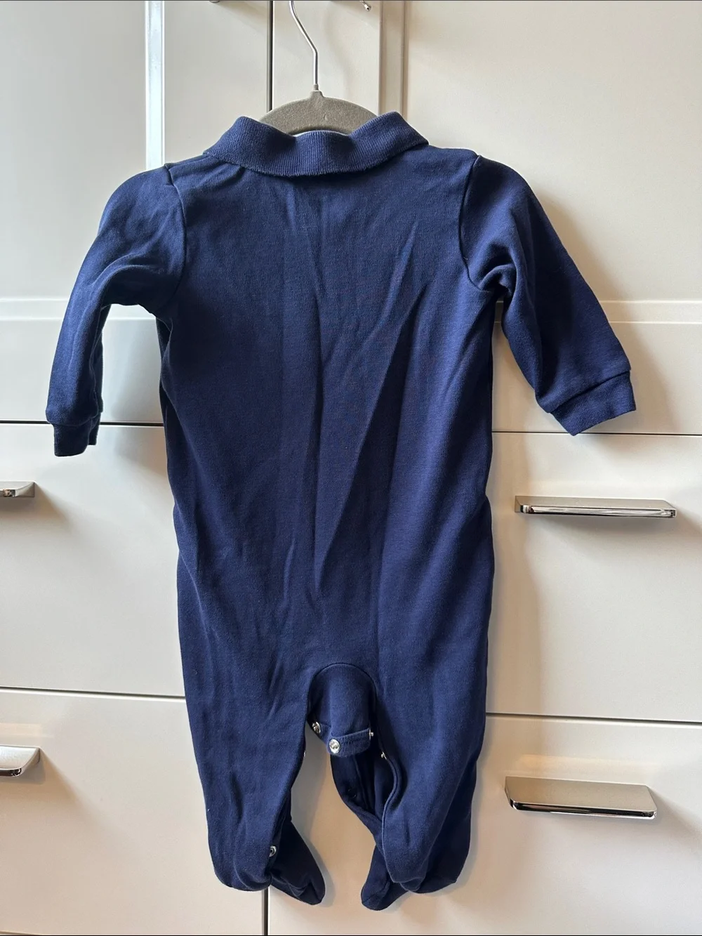 Ralph Lauren Navy Polo Bear Footed One-Piece